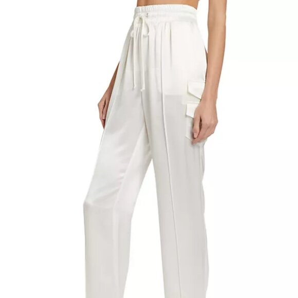 NWT$395 Cinq a Sept Sarie High Rise Cargo Pocket Ivory Track Pants Trousers Sz S - Picture 16 of 16